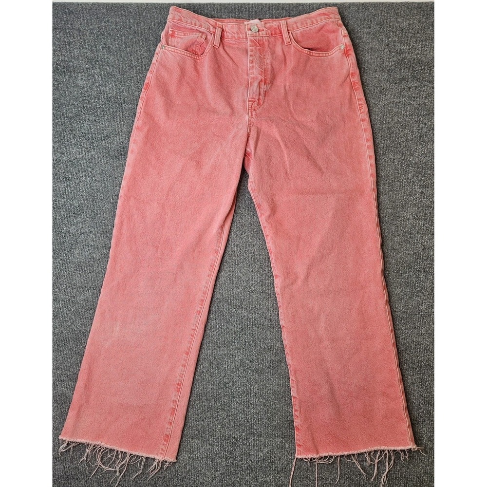 Frame Womens Le Jane Crop Jeans Size 30 Red Wash Raw Hem Boho City Nautical